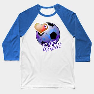 Soccer - Hearts In The Game - Blue Baseball T-Shirt